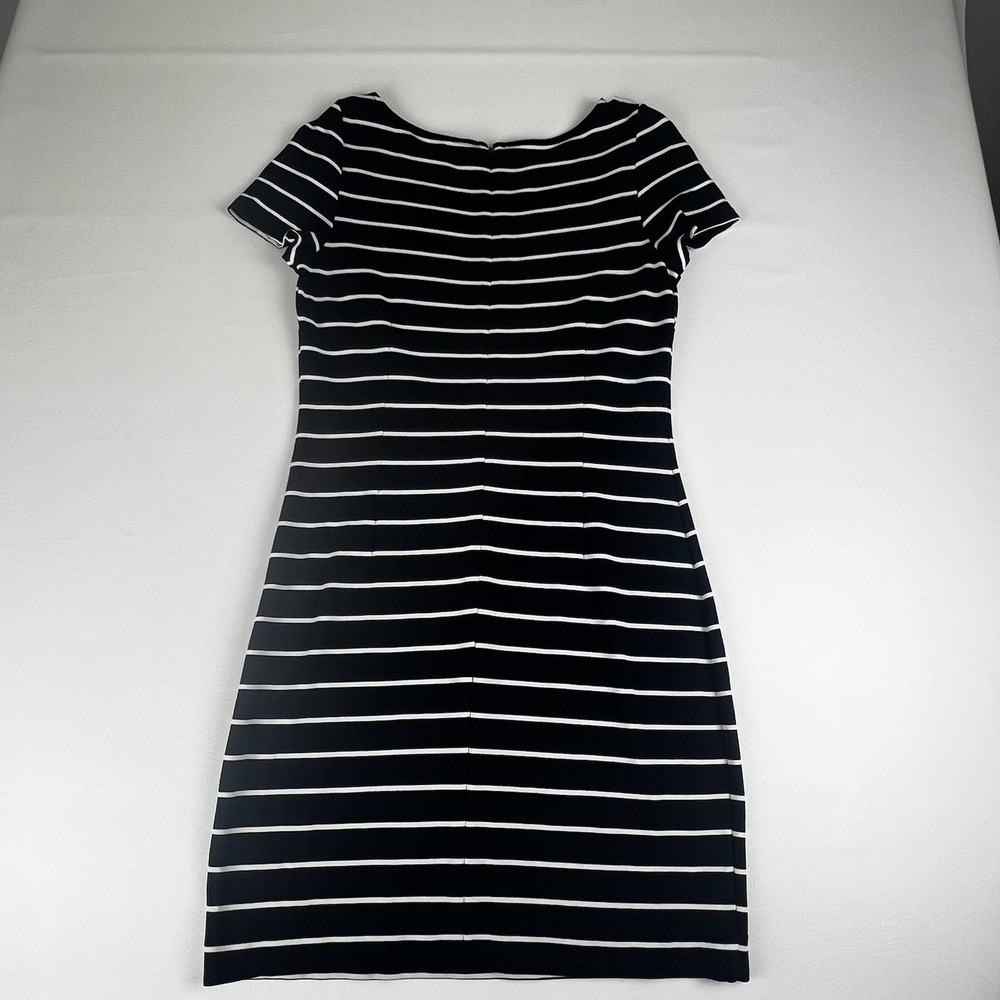 Ann Taylor Loft Women's A-Line Dress Size 8 Striped Black White With Zipper - Picture 5 of 7